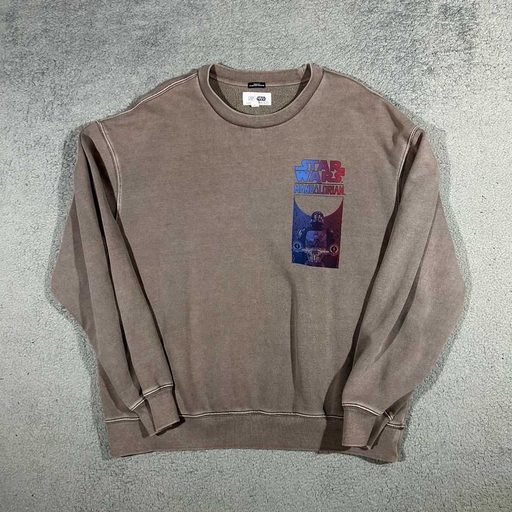 GAP Mens Star Wars oversized The Mandalorian Brown Sweatshirt Large #3185